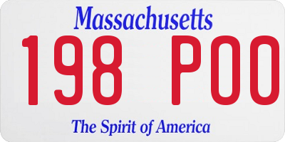 MA license plate 198PO0