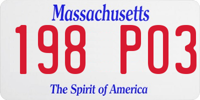 MA license plate 198PO3