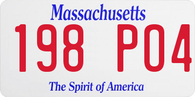 MA license plate 198PO4