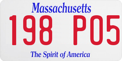 MA license plate 198PO5