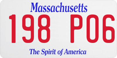 MA license plate 198PO6
