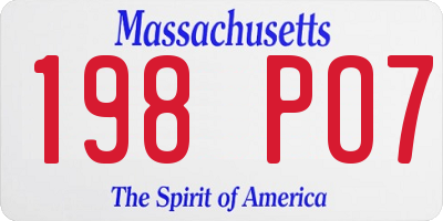 MA license plate 198PO7
