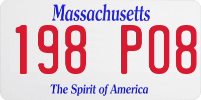 MA license plate 198PO8