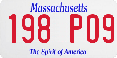 MA license plate 198PO9