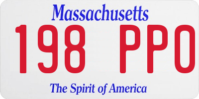 MA license plate 198PP0