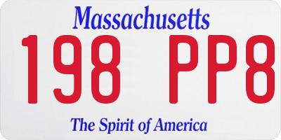MA license plate 198PP8