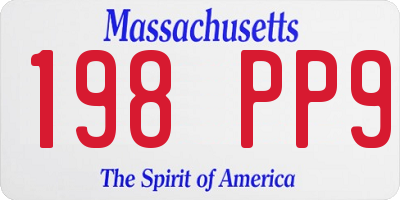 MA license plate 198PP9