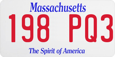 MA license plate 198PQ3