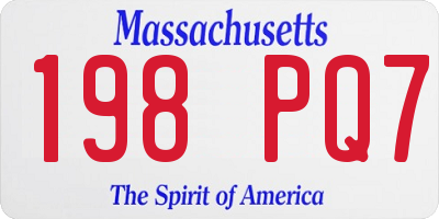 MA license plate 198PQ7