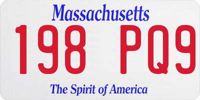 MA license plate 198PQ9