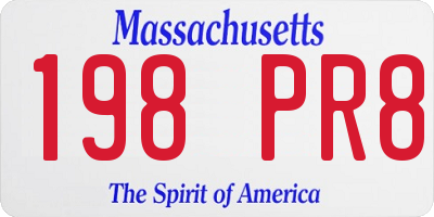 MA license plate 198PR8