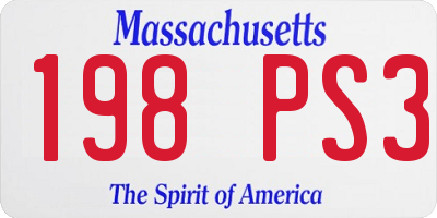 MA license plate 198PS3