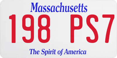 MA license plate 198PS7