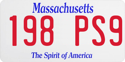 MA license plate 198PS9