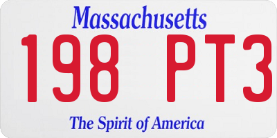 MA license plate 198PT3