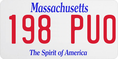 MA license plate 198PU0