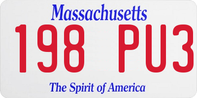 MA license plate 198PU3