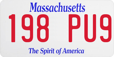 MA license plate 198PU9