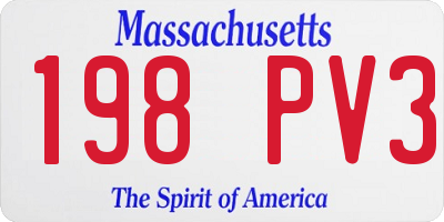 MA license plate 198PV3
