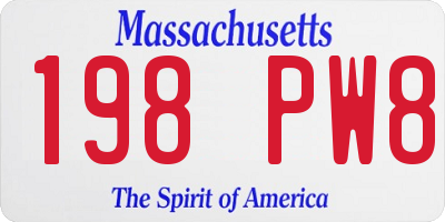 MA license plate 198PW8