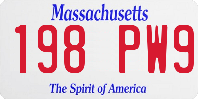 MA license plate 198PW9