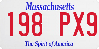 MA license plate 198PX9