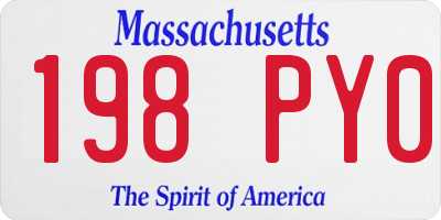 MA license plate 198PY0