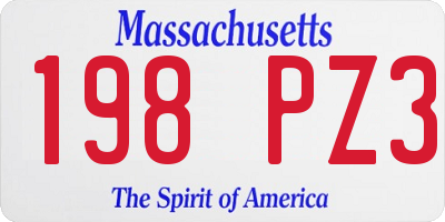 MA license plate 198PZ3