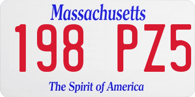 MA license plate 198PZ5