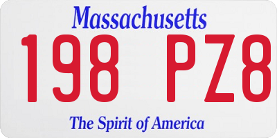 MA license plate 198PZ8