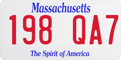 MA license plate 198QA7
