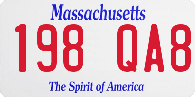 MA license plate 198QA8