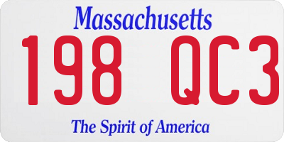 MA license plate 198QC3