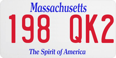 MA license plate 198QK2