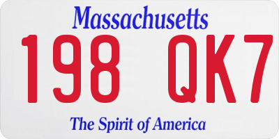 MA license plate 198QK7