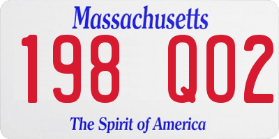 MA license plate 198QO2