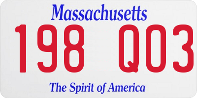 MA license plate 198QO3