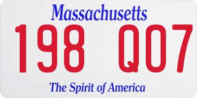 MA license plate 198QO7