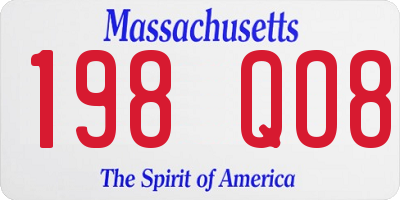 MA license plate 198QO8