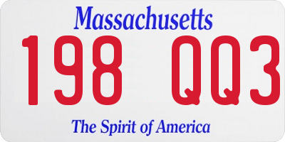 MA license plate 198QQ3