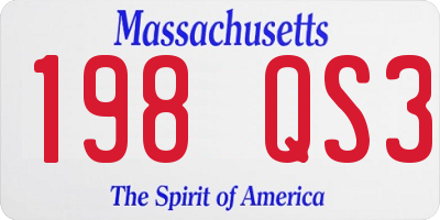 MA license plate 198QS3