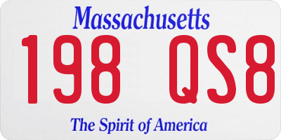 MA license plate 198QS8