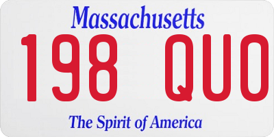 MA license plate 198QU0