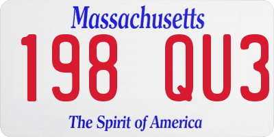 MA license plate 198QU3