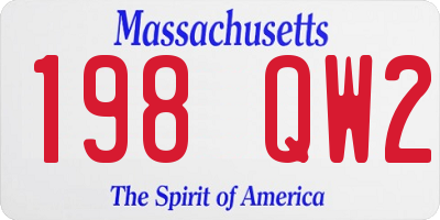 MA license plate 198QW2