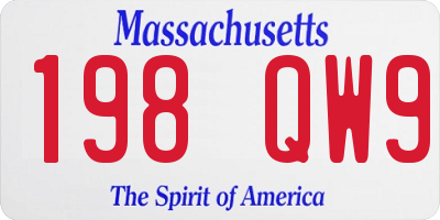 MA license plate 198QW9