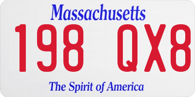 MA license plate 198QX8