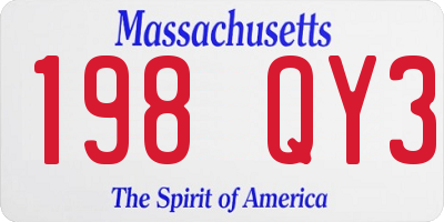 MA license plate 198QY3
