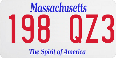 MA license plate 198QZ3