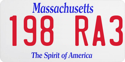 MA license plate 198RA3